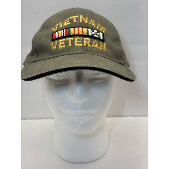 Vietnam Veteran Cap Strap Back Hat RothCo Cloth Strap Olive Green - Picture 1 of 10